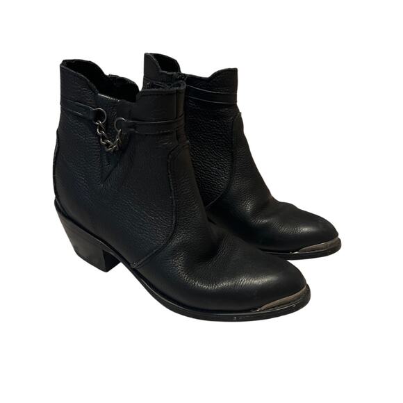Durango Women's Black Leather 5" Side Zip Moto Ankle Boots Size 6.5 M - Picture 1 of 8